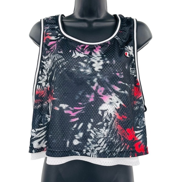 Champion mesh crop‎ tank reversible floral spell out logo women's size XL - Picture 1 of 9